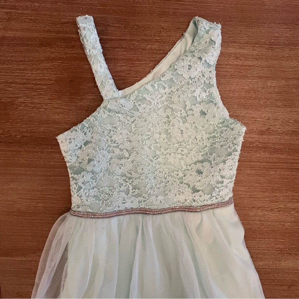Speechless One-Shoulder Lace & Tulle Dress in Light Mint